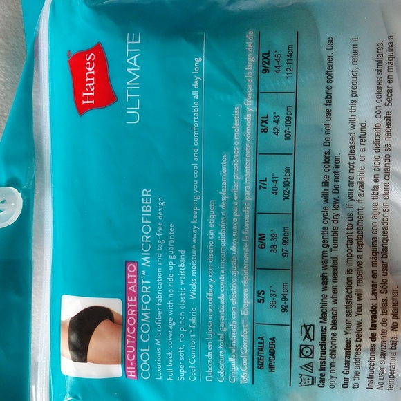 Hanes Ladies Ultimate Cotton Comfort Hi Cut Panties Size 2X Packs of 5 - Picture 6 of 6